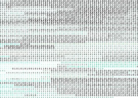 Stream line binary code black and white background with two binary digits, .. 库存插图