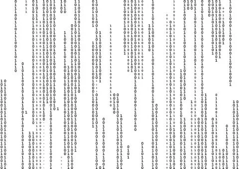 Stream line binary code black and white background with two binary digits, .. Stock Illustration