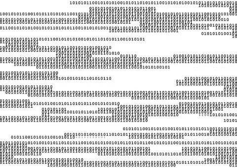 Stream line binary code black and white background with two binary digits, .. Stock Illustration