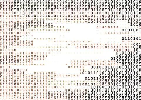 Stream line binary code black and white background with two binary digits, .. Stock Illustration