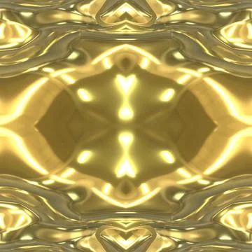 A stream of liquid gold. Yellow seamless mirror background.  Stock Illustration