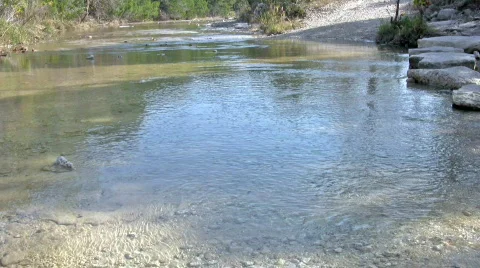 Stream man wading across away HD Stock Footage