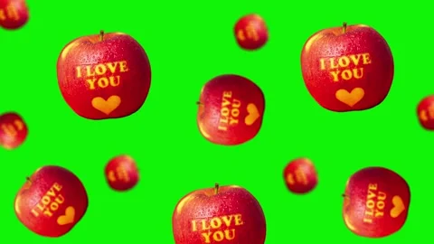 A stream of many different diameters apples with the inscription. animation Video stock 168588689