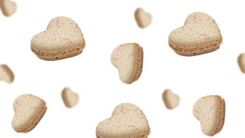 A stream of many different diameters French macaroon cookies. 4k - Valentine's Stock Footage 168620844