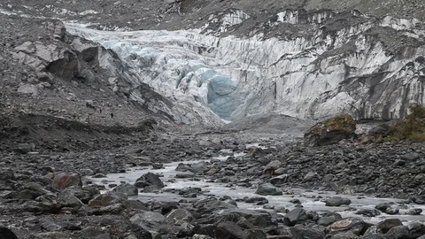 Stream from the melting of fox glacier, New Zealand. Stock Footage 73753071