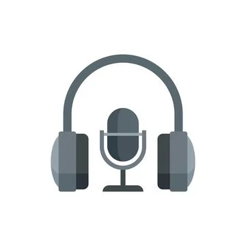 Stream mic headphone icon flat vector. Live video Stock Illustration