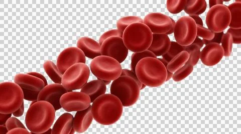 Stream of microscopic red blood cells flowing through an as isolated element Stockillustratie