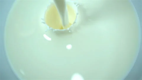 A stream of milk pours in slow motion Video stock 123302096