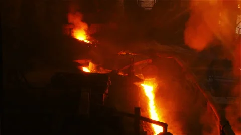Stream of molten metal Stock Footage 54944765