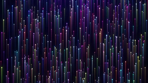 Stream of multi-colored lines of particles moving upward, rain of particles, Stock Footage 252820614