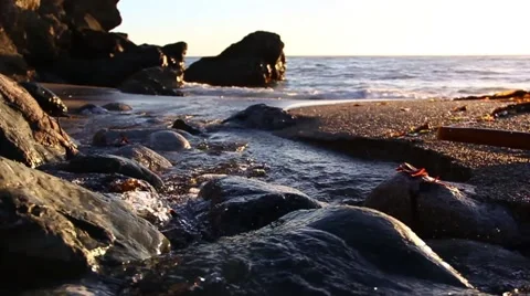 Stream into the ocean - Close Up Stock Footage 49781689