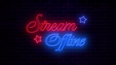 Stream Offline Neon Sign Loop Animation on Brick Wall, Stream Overlay Vídeos de archivo 314103682