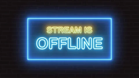 Stream is offline screen neon light text animation isolated on black background Video stock 343218027