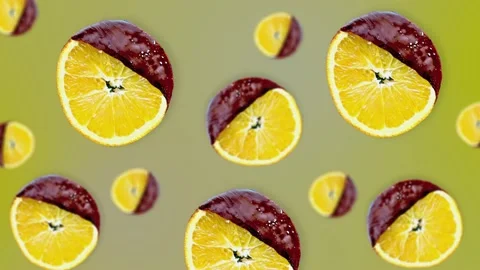 A stream of orange in chocolate of different diameters, motion design animation. Stock Footage 163438143