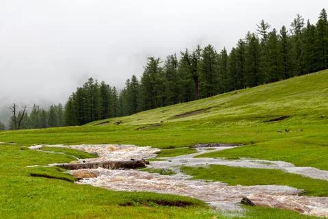 Stream in the Orkhon valley in Mongolia Stock Photos