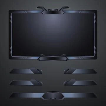 Stream overlay webcam border frame and banners Stock Illustration