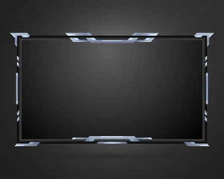 Stream overlay webcam video interface screen border frame with metal borders Stock Illustration