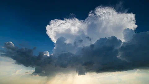 The stream of picturesque clouds in the blue sky. time lapse Stock Footage 110453174