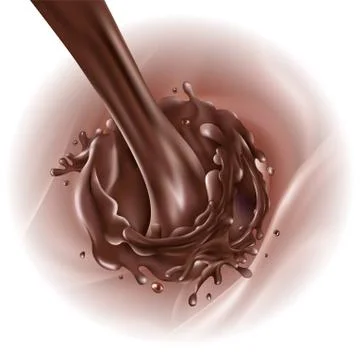 Stream of pouring chocolate on a light background Stock Illustration
