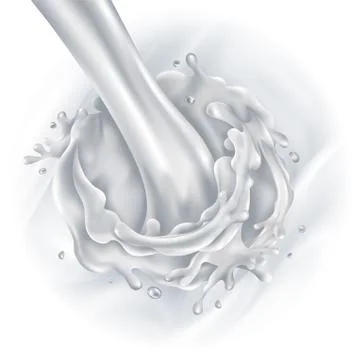 Stream of pouring milk on a light background Stock Illustration
