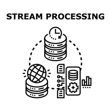Stream processing large data volumes continuously イラスト素材