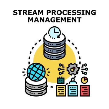 Stream processing management concept with data flow Stock Illustration