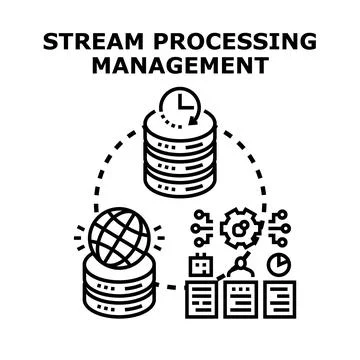 Stream processing management concept with data flow Ilustración de archivo