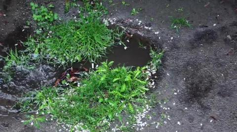 Stream rain drops in a puddle. Video stock 49965146