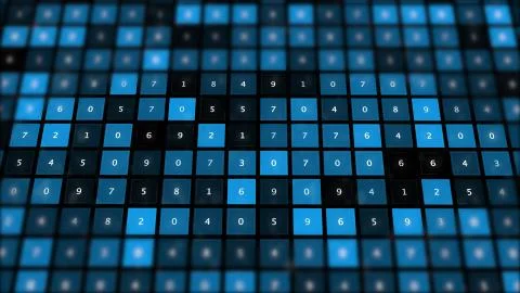 Stream of random digital characters high tech board. Stock Illustration