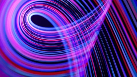 Stream of red blue neon lines form spiral shape, curls and pattern. Abstract Stock Footage 137599089