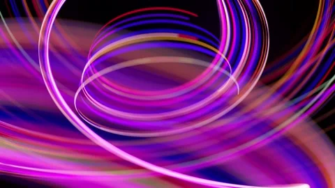 Stream of red blue neon lines form spiral shape, curls and pattern. Abstract Stock Footage 137599220