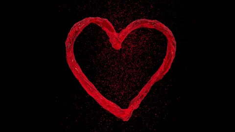 Stream of red liquid forming a heart shape isolated on black with alpha matte. Stock Footage 228688481