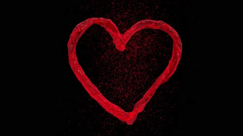 Stream of red liquid forming a heart shape isolated on black with alpha matte. Stock Footage 229133821