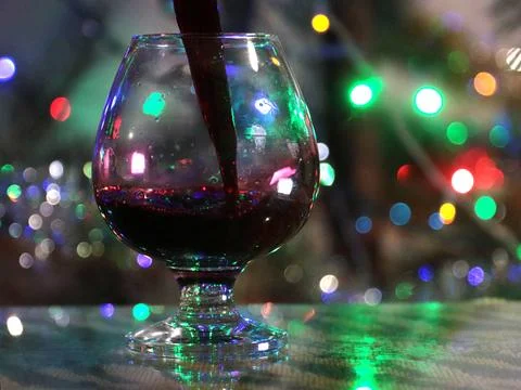 A stream of red wine 스톡 사진