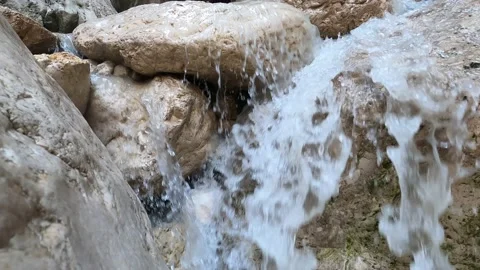Stream of river water at the source of the river Stock Footage 158664342