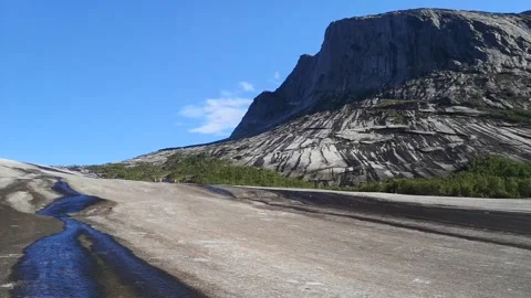 A stream on a rock. E fjord Stock Footage 167238438