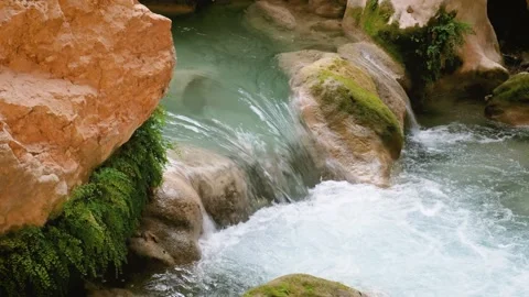 Stream Running Across The Rocks Inside The Forest Stock Footage 235666636