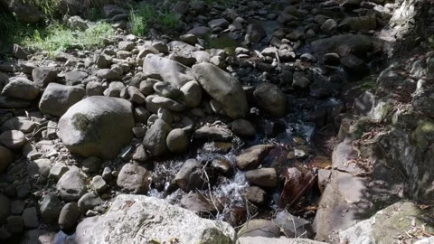 Stream Running Below Over The Rocks Stock Footage 254036614