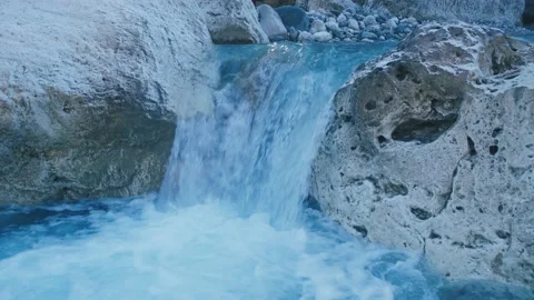 Stream running river. Small waterfall with crystal clear water. Stock Footage 167707863