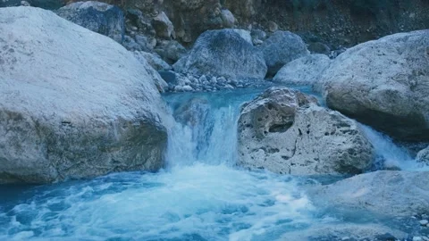 Stream running river. Small waterfall with crystal clear water. Stock Footage 167708113