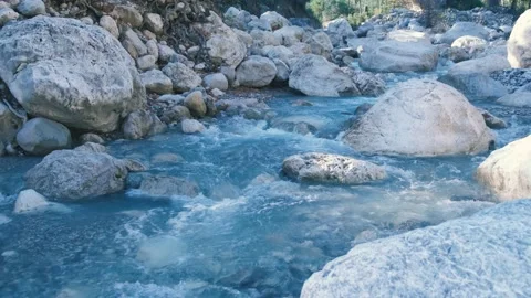 Stream running river. Small waterfall with crystal clear water. Stock Footage 167708132