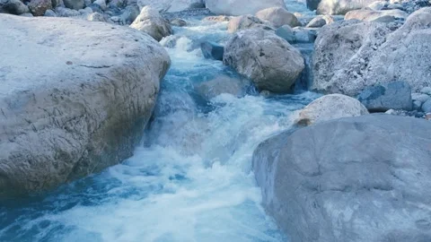 Stream running river. Small waterfall with crystal clear water. Stock Footage 167708434
