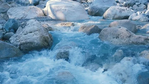 Stream running river. Small waterfall with crystal clear water. Stock Footage 167709055