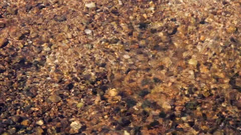 Stream runs through the pebbles on a Sunny day Video stock 58896200