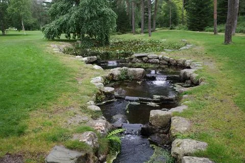 A stream with small cascades Stock Photos