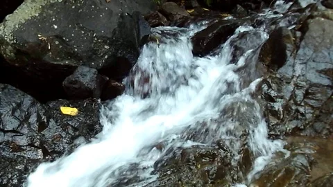 Stream of small river become small waterfall on the mountain Stock-Footage 125293817