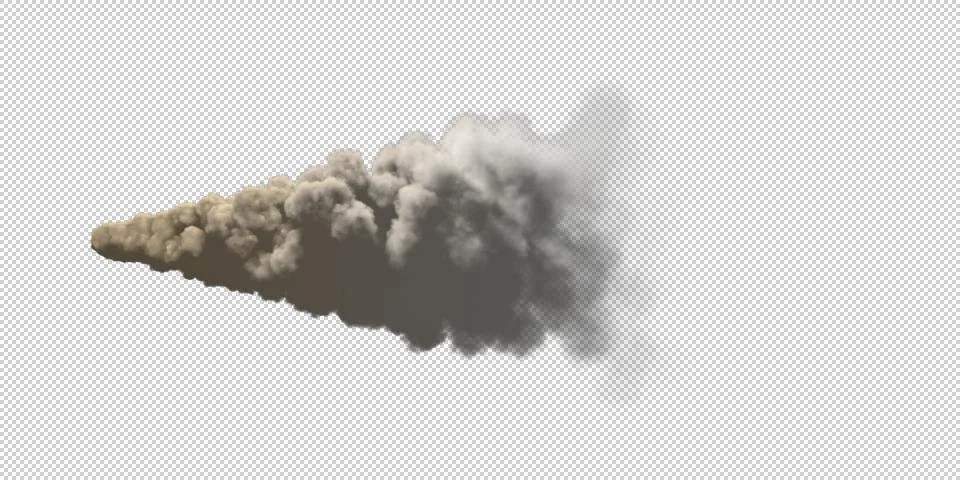 Stream of smoke set. Isolated on transparent background. 3D rendering. Stock Illustration