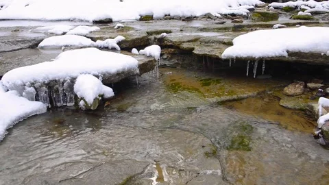 Stream With Snow and Ice Stock Footage 102867995