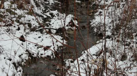 Stream with Snow Stock Footage 10577604
