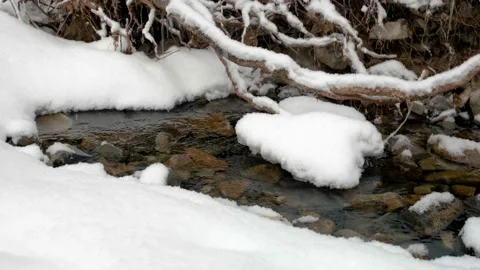 A stream in the snow in winter. Stock Footage 171647136